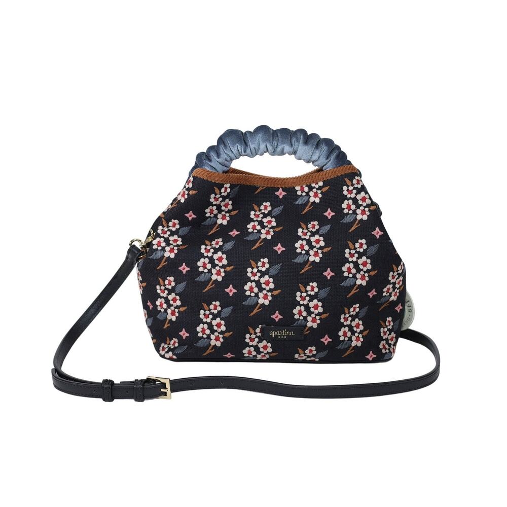 Spartina 449 Velvet Handle Bucket Crossbody Bag – White Hall Blossom Sprig – NWT